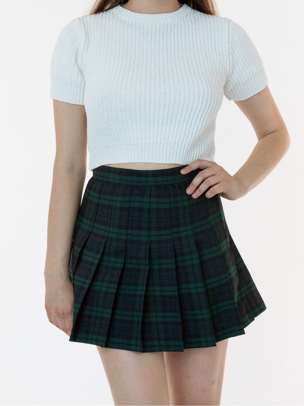 American Apparel Green Pleated pleated Skirt